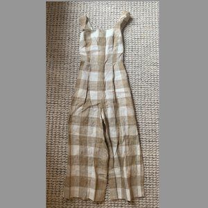 Checkered Linen blend jumpsuit - Size 0 - Strapless or Strapped